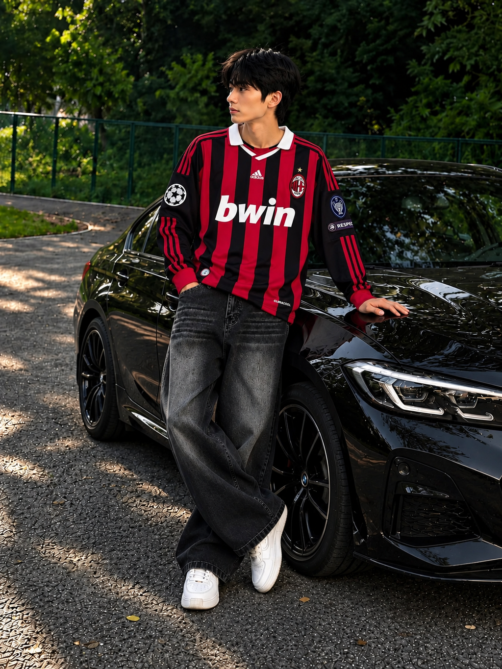 AC Milan 2009/10 Ronaldinho #80 Home Jersey – Long Sleeve – UCL